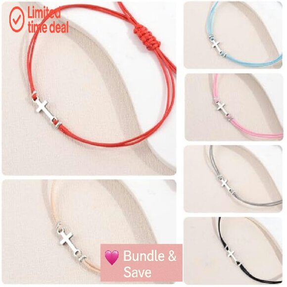 6-Piece Charm Bracelet Set Adjustable Strings Stainless Steel - Picture 4 of 8